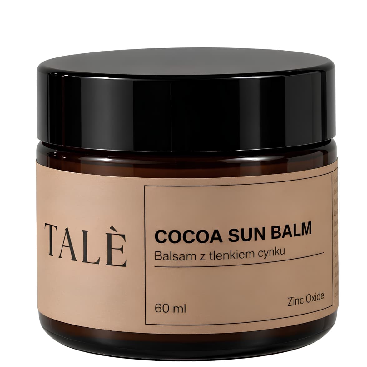 Jar of TALÈ Cocoa Sun Balm 60 ml, a zinc oxide balm