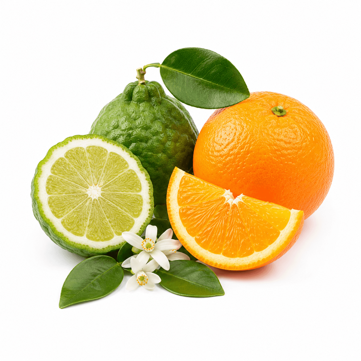 Bergamotka, limonka i pomarańcza z kwiatem cytrusowym
